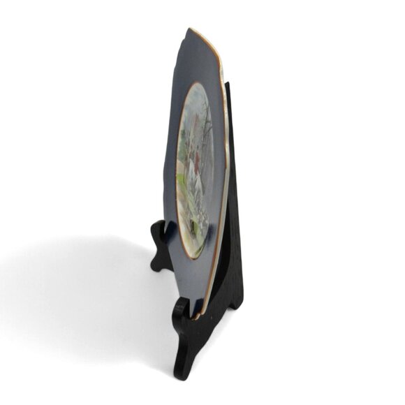 Vintage WEDGWOOD Hunting Scene Plate Blue with Rim And Gold Accents Vintage - Picture 5 of 10